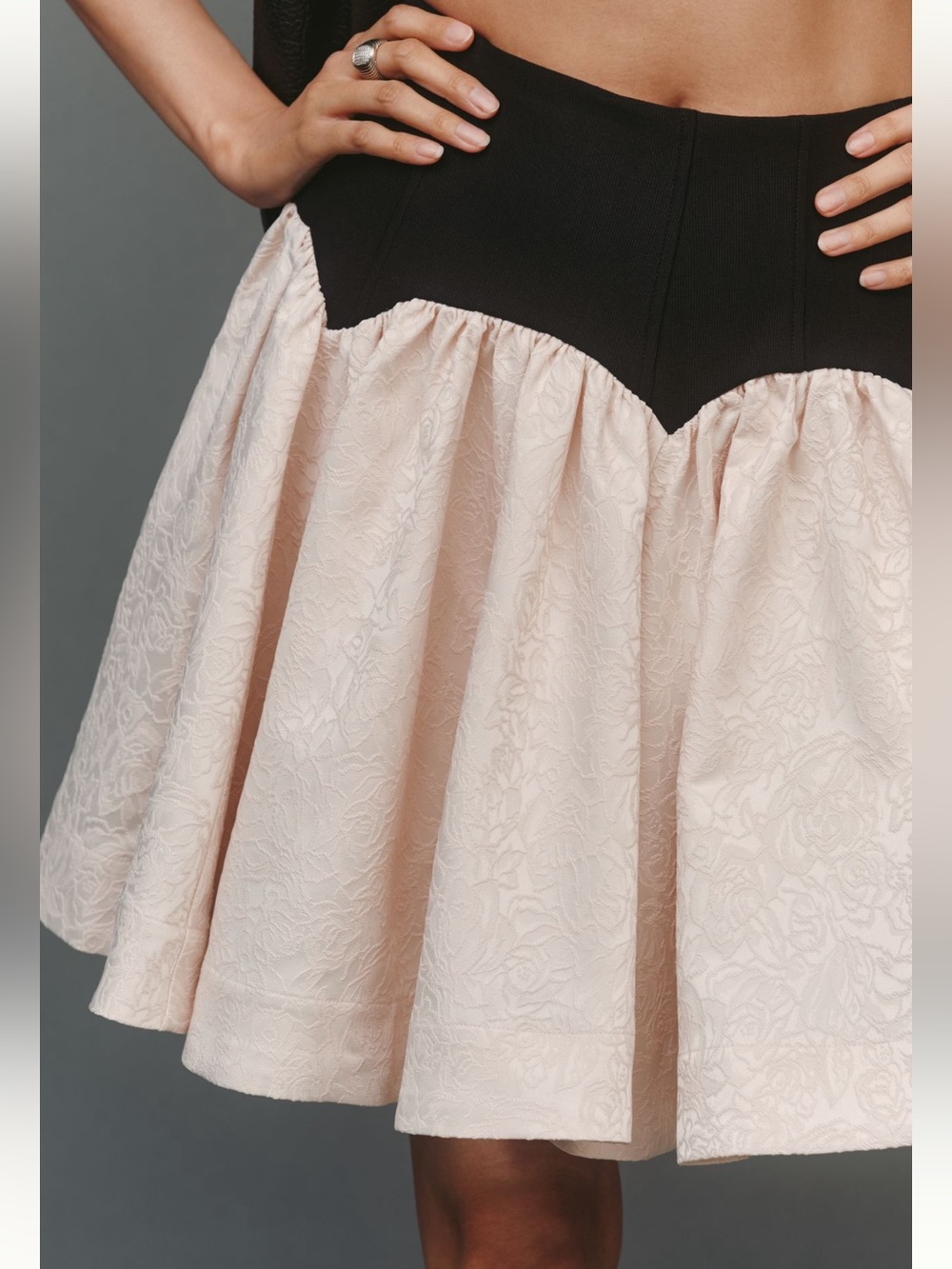 Anthropologie Basque Waist Knit Jacquard Mini Skirt New Black Ivory Medium